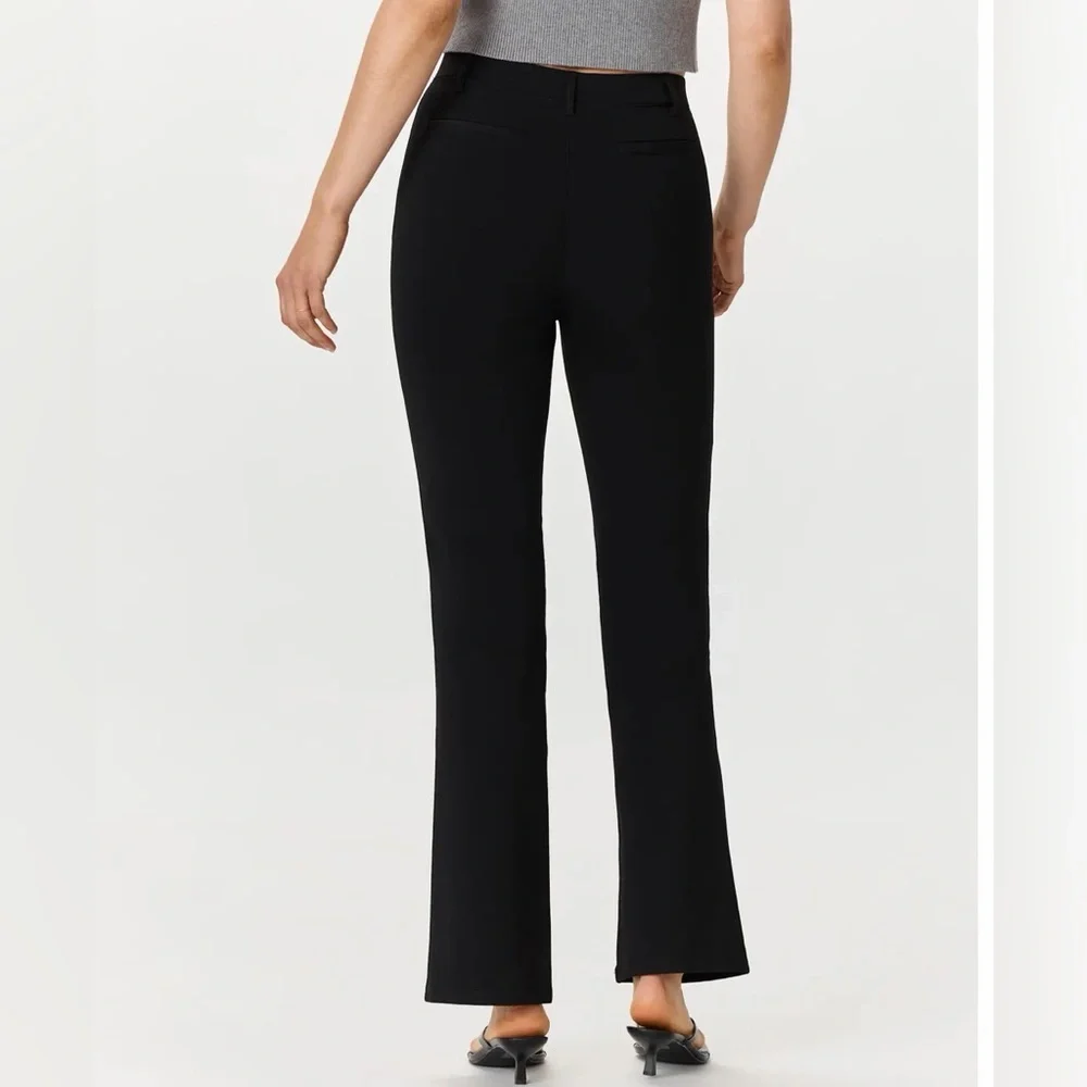 Quince Ultra Stretch Ponte Kick Flare Black Pants Size Medium. - Picture 2 of 7